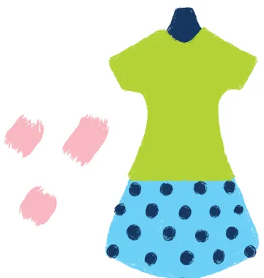 image of dress with polka dot skirt