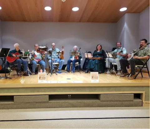 Members of Contra Band with their instruments