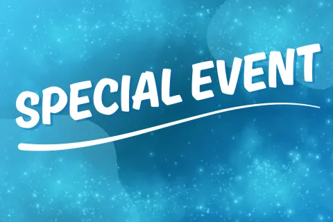 Blue background with hazy stars and "Special Event in bold letters"