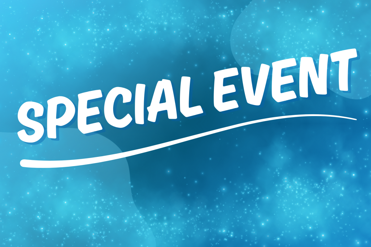 Blue background with hazy stars and "Special Event in bold letters"